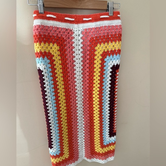 MINKPINK gardenia crochet knit skirt in orange multi size XS NwT - Picture 6 of 6